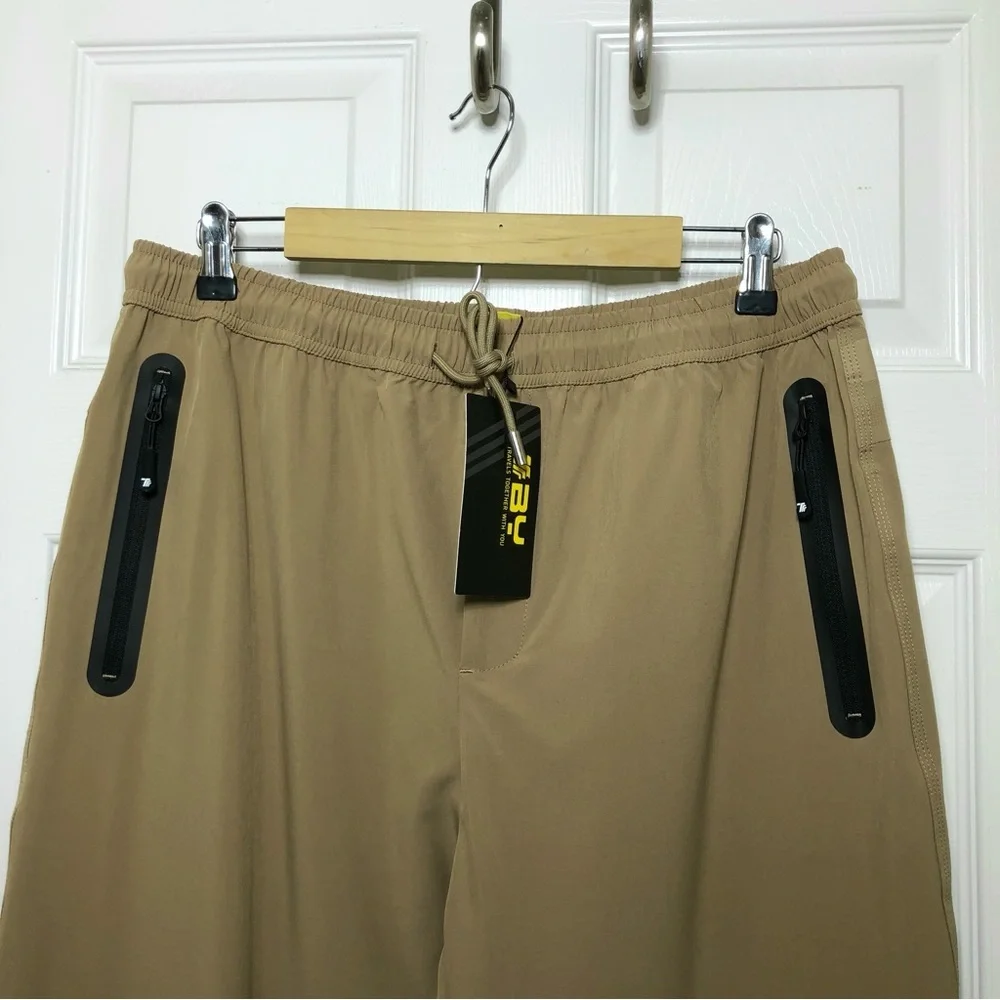 Travels Together By You Ruched Drawstring Waist Pocket Lightweight Khaki Pants L